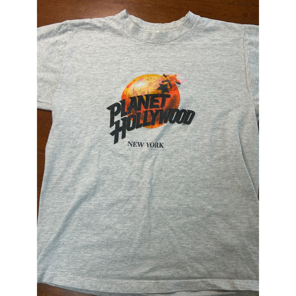 Planet Hollywood T-Shirt Mens Large Gray New York Vintage 90s Graphic Tee